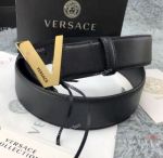 New Replica Versace Smooth Style Leather Belt with V Buckle